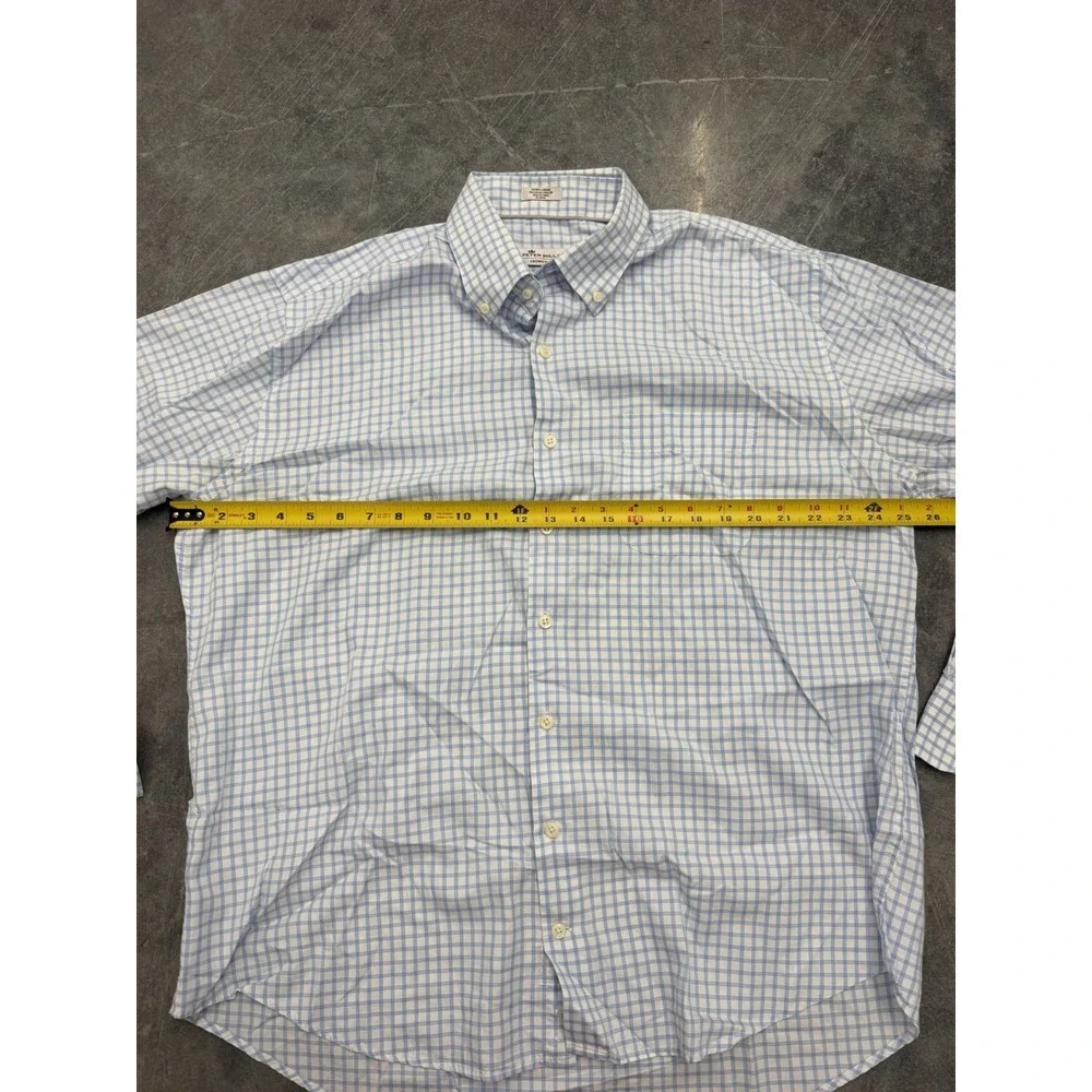 Peter Millar Crown Soft Shirt XL Extra Large Mens Cotton Silk Plaid Check Button